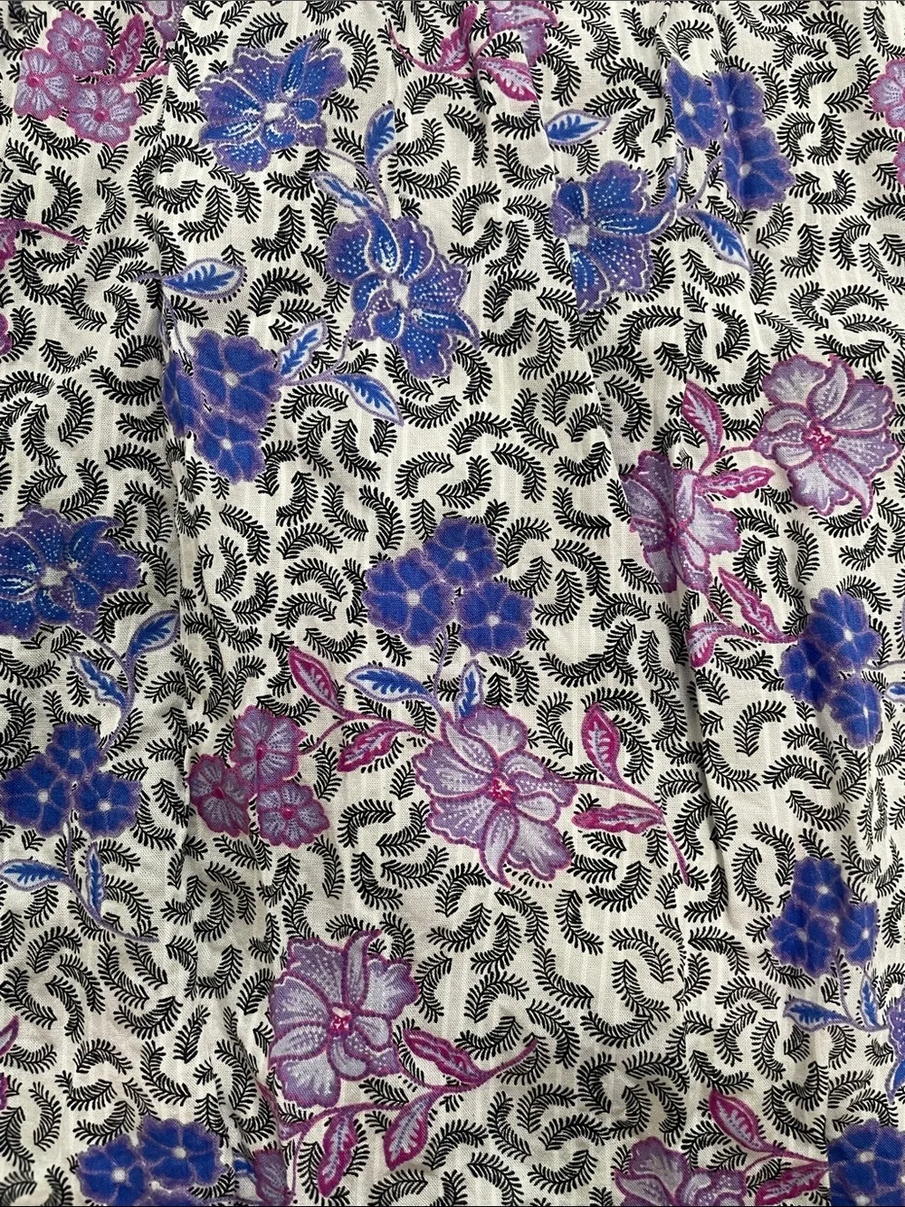 LOFT Floral Puff Sleeve Top in Purple, Blue & White